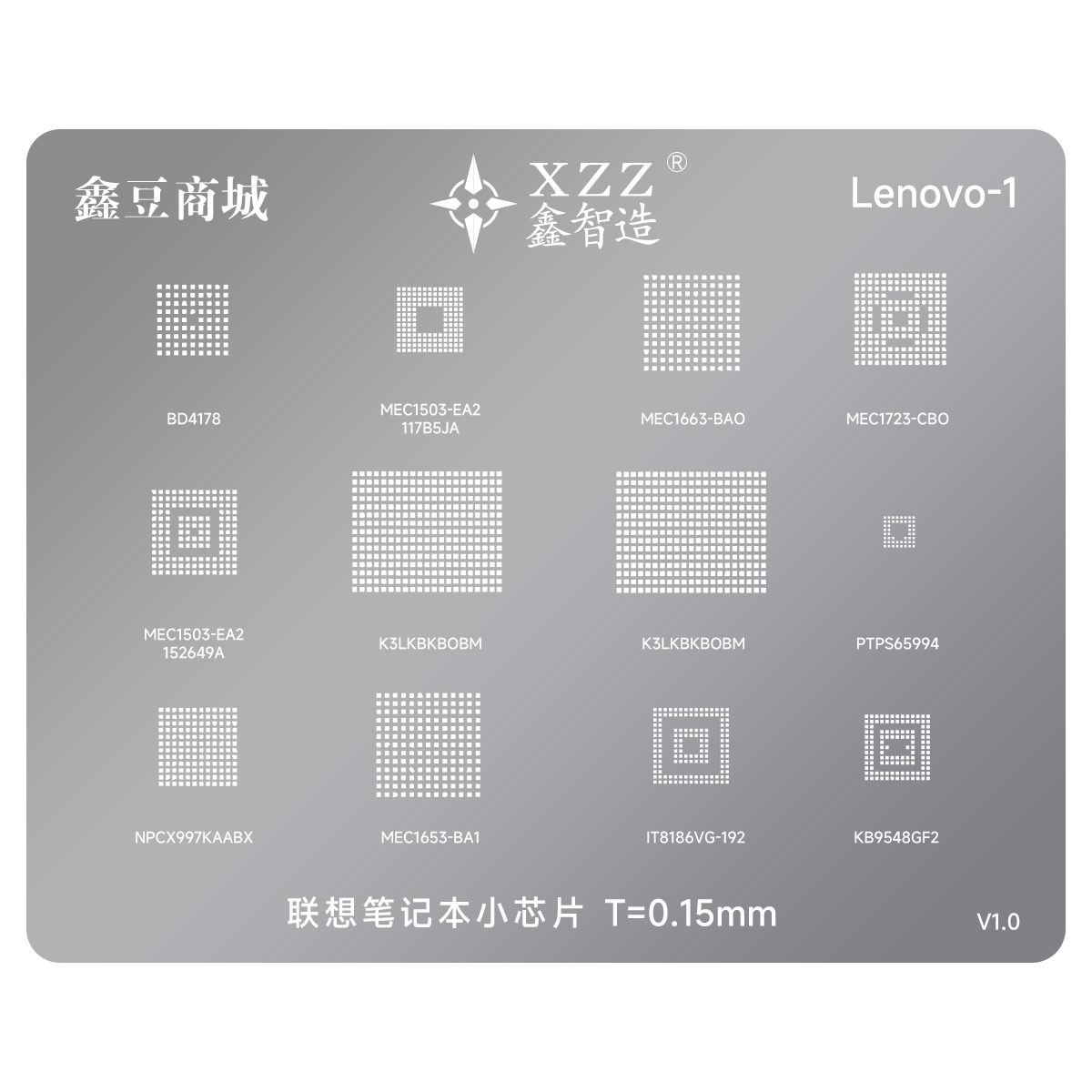 Power Supply Tester - XZZ solder paste stencil for Lenovo